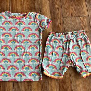 Girls size 8 2 pc Rainbow Flower Pajamas Short Sleeve Shorts Hatley